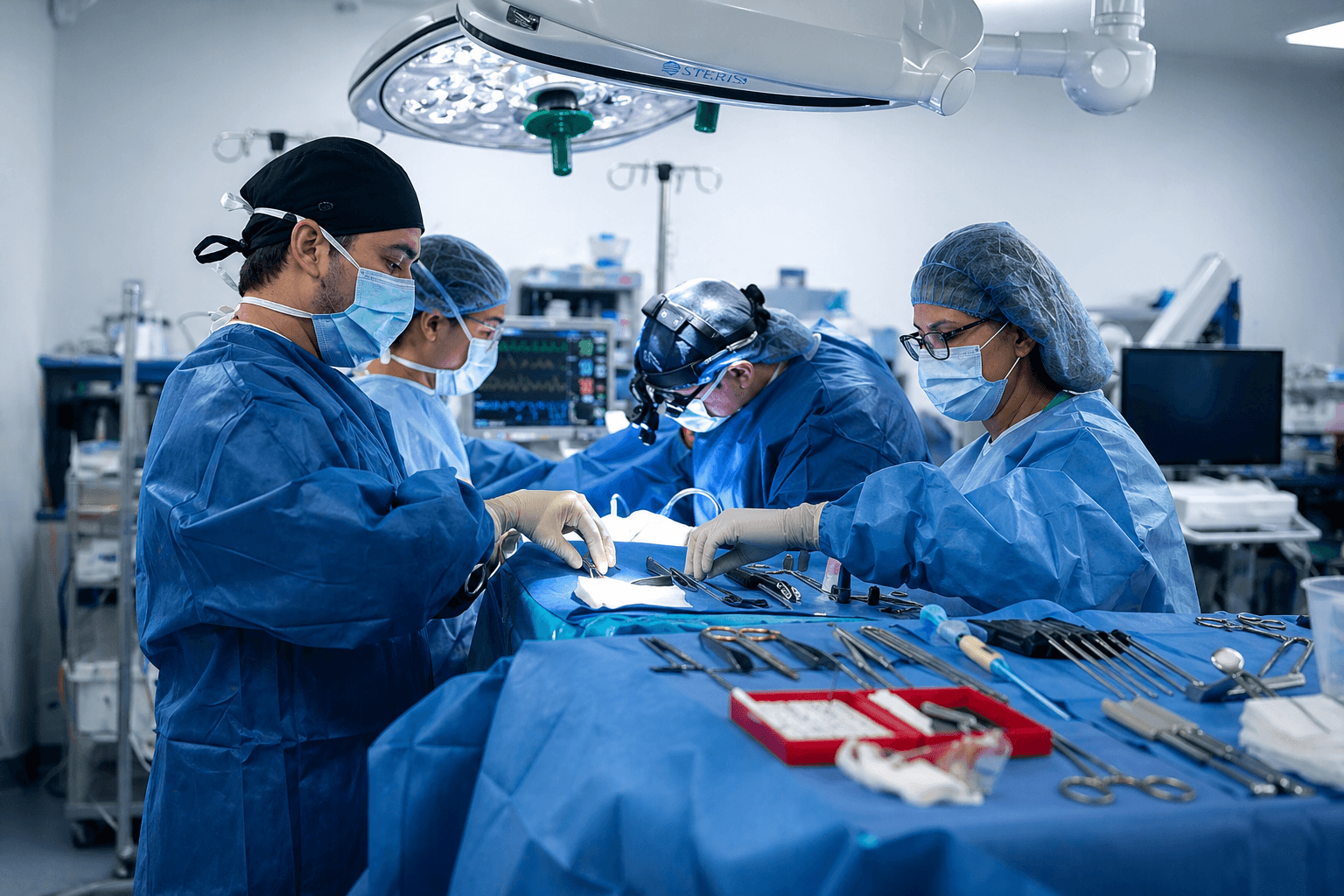 Nicholas Wallace, MD, performing spine surgery in an operating room